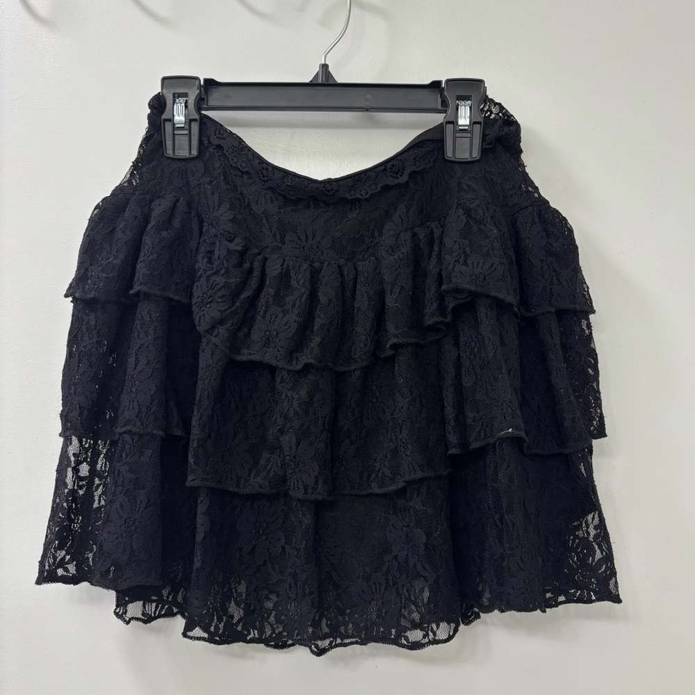 Elegant Black Lace Tiered Skirt
